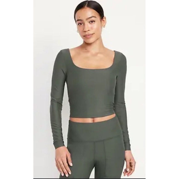 Active By Old Navy Tops - Old Navy Power Soft Green Long Sleeve Crop Top, Womens Small